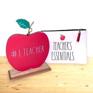 Rae Dunn Teacher Gifts Apple Sign and Large Pouch